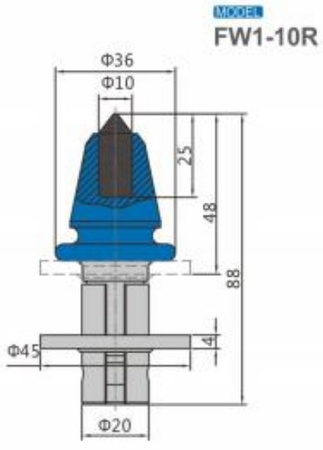 Ząb nóż frez FW1-10R z węglikiem spiekanym