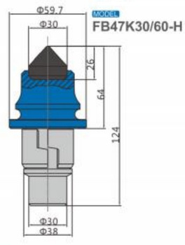 Ząb nóż frez FB47K30/60-H z węglikiem spiekanym