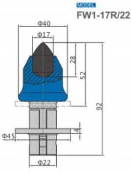 Ząb nóż frez FW1-17R/22 z węglikiem spiekanym