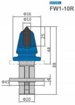 Ząb nóż frez FW1-10R z węglikiem spiekanym